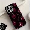 Black cherry pattern design phone case suitable for iPhone 17 16 15 14 13 12 11 Pro/Max/Plus anti drop and shockproof back cover