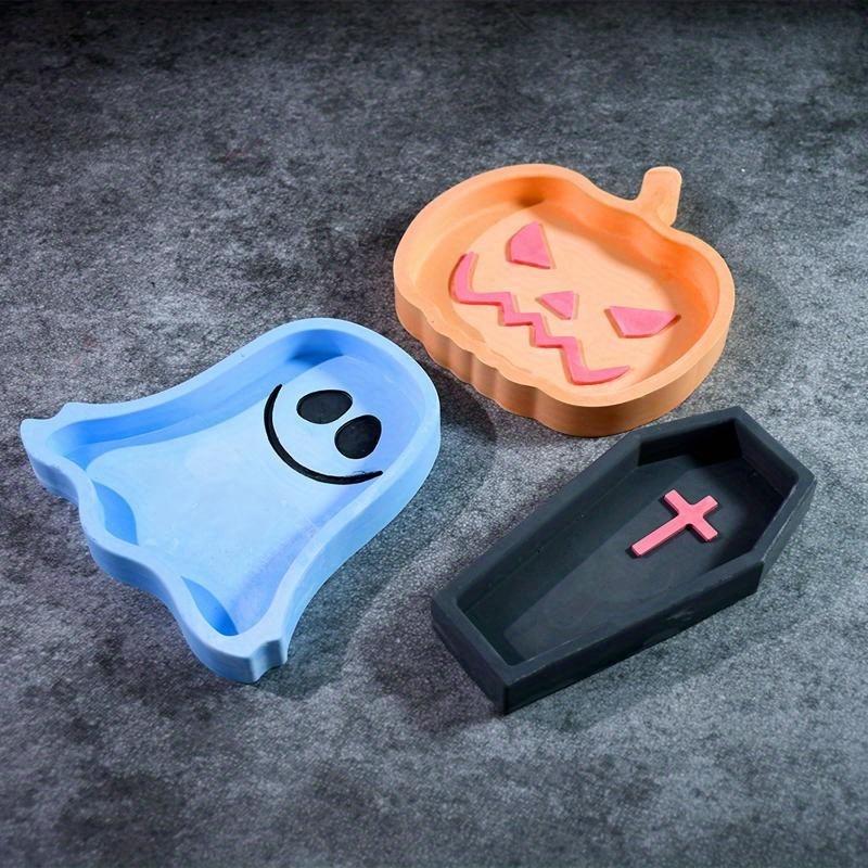 DIY Drop Glue Mold Halloween Series Ghost Pumpkin Tray Silicone Mold Gypsum Storage