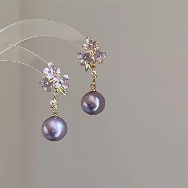 Pinkdudu Premium Lilac Resin Bead Earrings Luxury Minimalist Design Elegant Earrings Jewelry for Women Clip-On Earrings PD2325