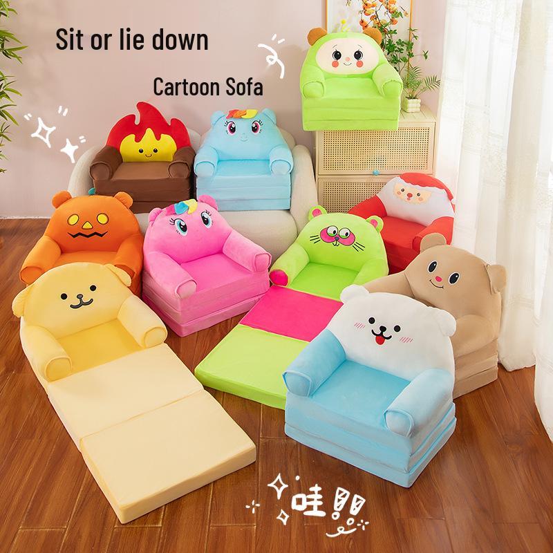 Foldable Three-Fold Cartoon Sofa for Kids: Lazy Baby Seat & Tatami Nap Sofa