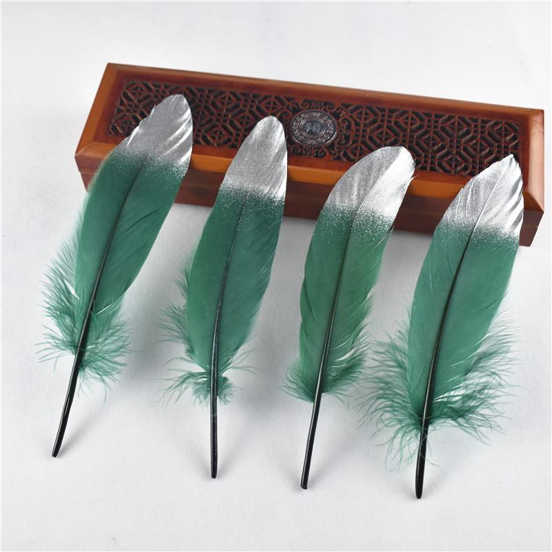 50Pcs Dip Golden Head Goose Feathers 15-20cm/6-8" Gold Feathers Natural Pheasant Feather for Crafts Assesoires Plume Decoration
