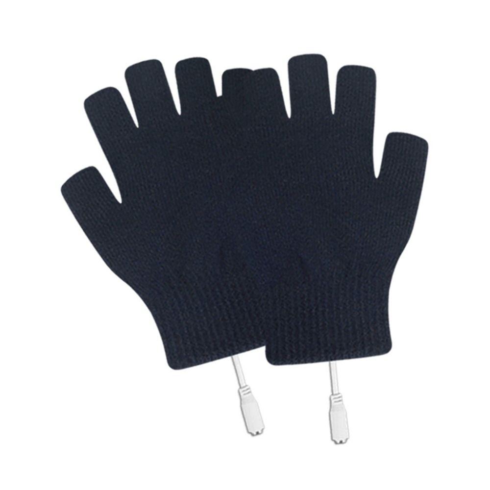 Half-finger Gloves Knitted Gloves USB Electric Heated Gloves Female Gloves Winter Heated Gloves