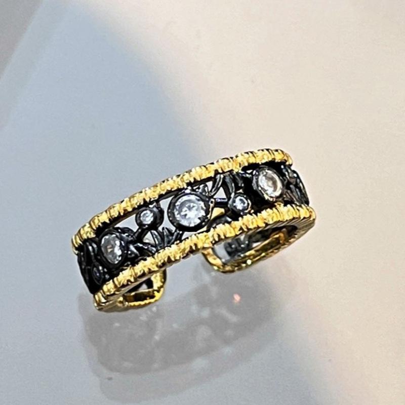 Vintage-Style French Brushed Flower Ring – Luxury Women's Fashion Jewelry