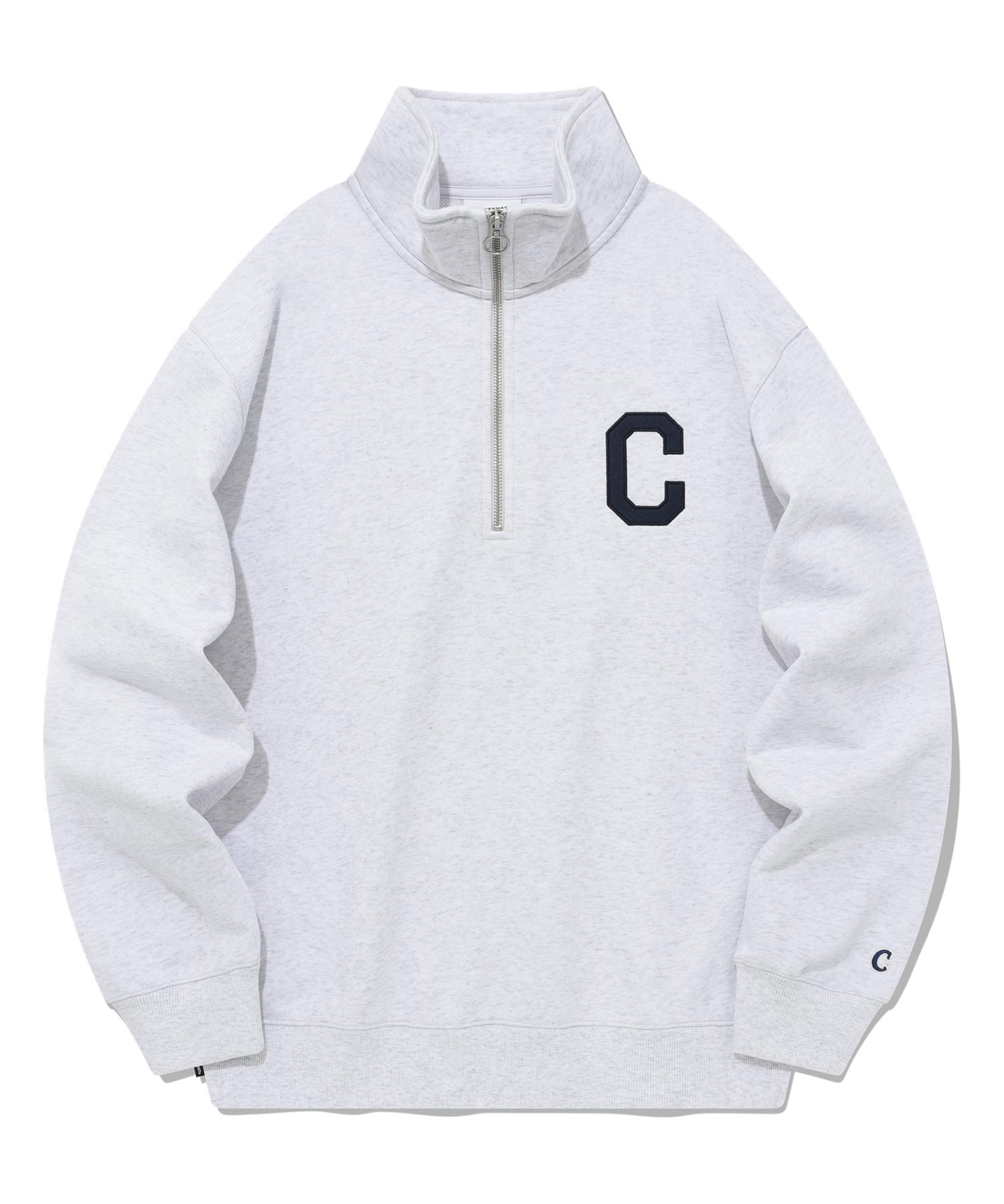 Свитшот Covernat с логотипом C, с полумолнией, меланжевый серый Heather Gray/Xs