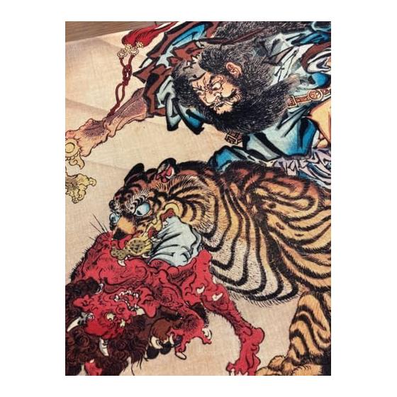 Ukiyo-e Tenugui: May (Kawanabe Kyosai) - 100% Cotton, Premium Japanese Tokka Fabric for Vivid Prints