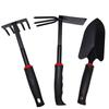 AIMOONSA Lot 3 outils de jardin main inox Noir — transplantoir, râteau, serfouette ergonomiques