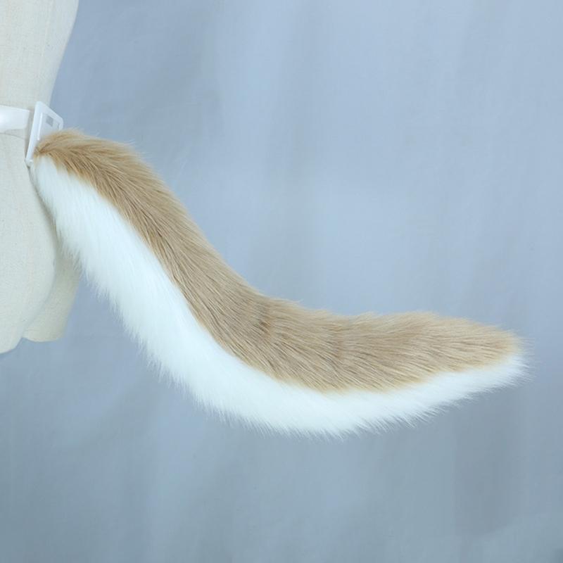 2 Stück für Katzenohren und Wolfshund Tier Schwanz Cosplay Kostüm Kunstfell Haarspange Kopfschmuck Halloween Geburtstagsfeier Plüsch S