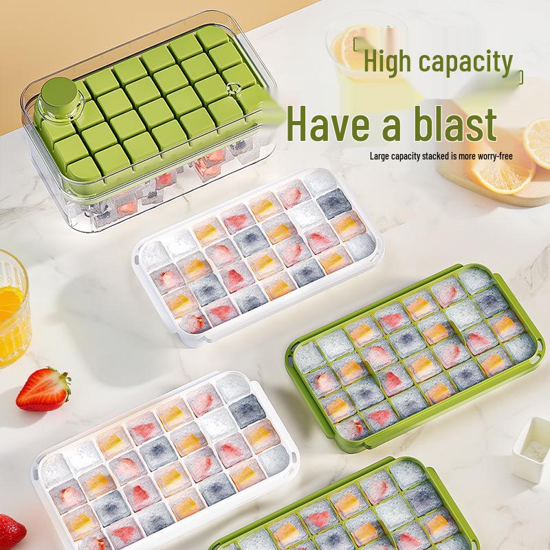 High-Capacity Press-Type Ice Cube Tray - Food Safe Household Ice Maker Mold