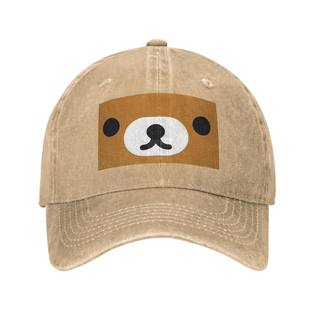Rilakkuma Relax Bear Big Face Baseball Caps Denim Fabric Hats Adjustable Casquette Sports Baseball Cowboy Hat for Unisex Women