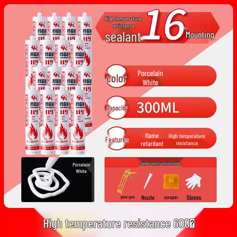 500° Fireproof Silicone Sealant: Waterproof, Flame-Resistant Adhesive for High-Temperature Glass and Structural Applications.