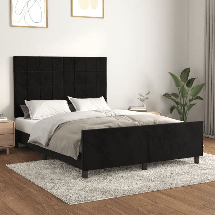 VidaXL Bed Frame with Headboard Black 140x190 Cm Velvet3125753