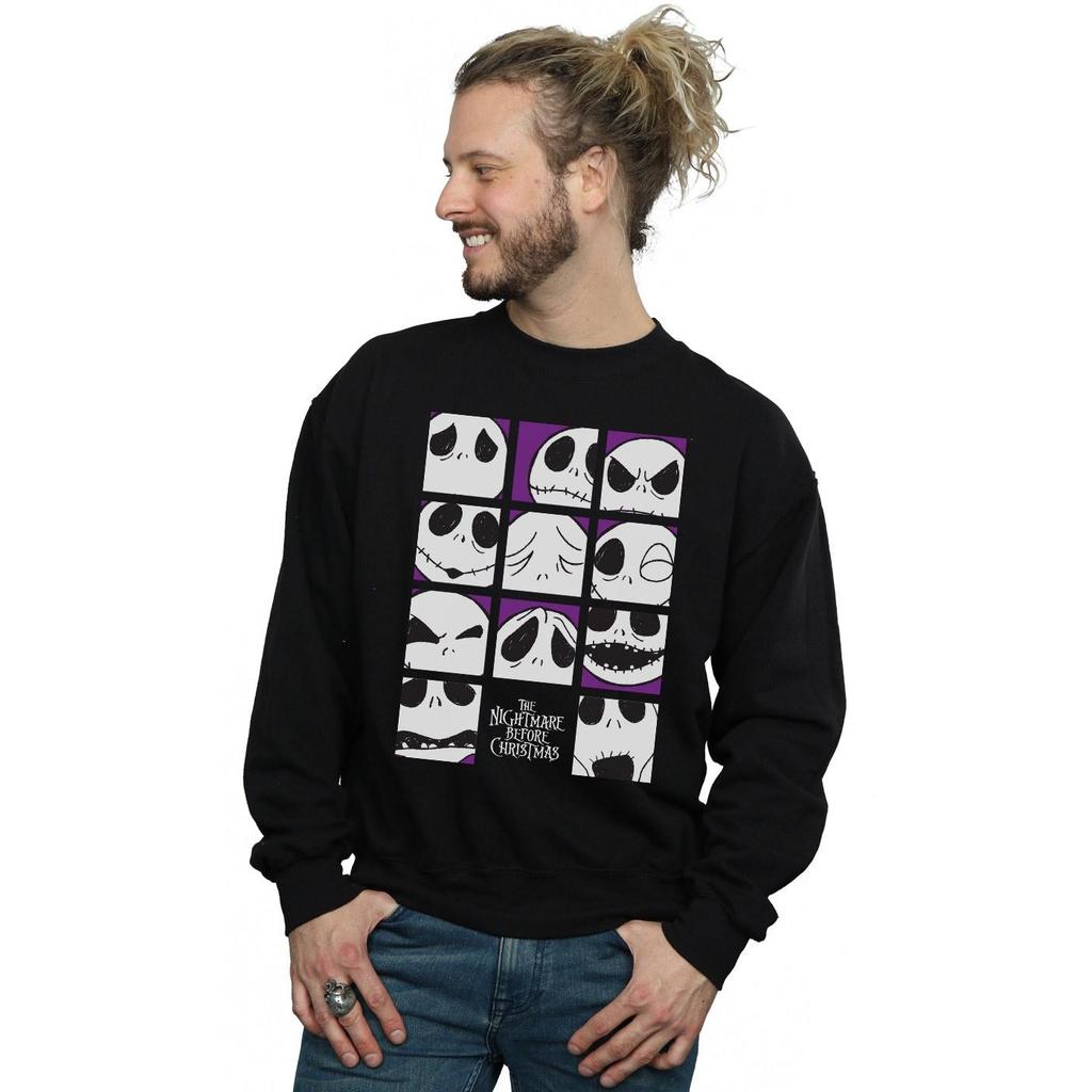 Disney Mens Nightmare Before Christmas Many Faces Of Jack Squares Sweatshirt