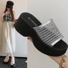 Retro Versatile Shoes Breathable Woven One-line New Thick-soled Slippers