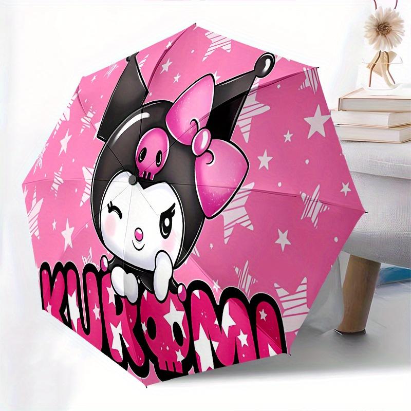 Kurumi,Cute Automatic Folding Umbrella Simple 8 Rib Design, Bright Cartoon Pattern, Durable Iron Frame, Suitable For Travel, Outdoor, Beach