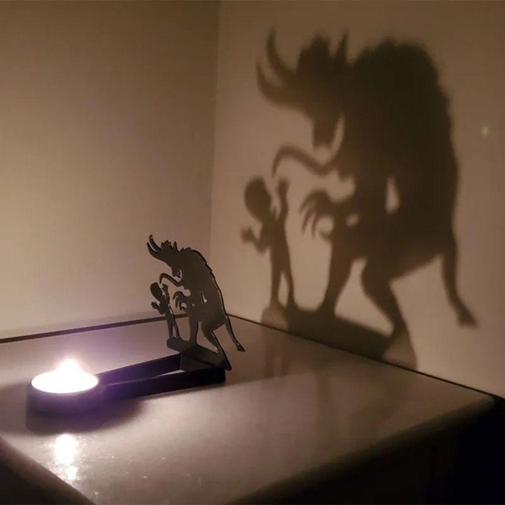 

Black Pumpkin Knight Candle Holder Metal Candle Stand Projection Candlestick Home