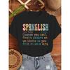 Women's Spanish Graphic Print T-Shirt, Short Sleeve Crew Neck Casual Top for Summer & Spring, Lightweight Polyester Knit, Machine Washable,