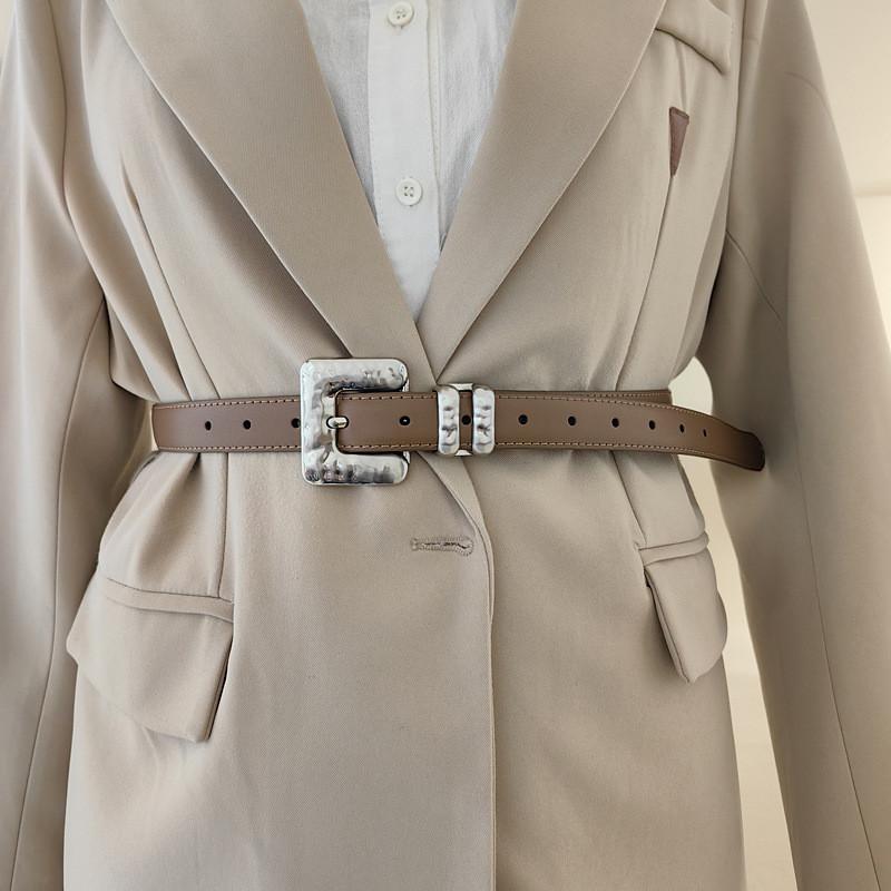 Style Minimalist Womens Derma Waist Belt Metal Pin Buckle Dress Shapewear Belt