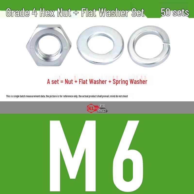 Galvanized Hex Nuts, Flat Washers, Spring Washers in M2-M48, Blue and White Zinc Coated