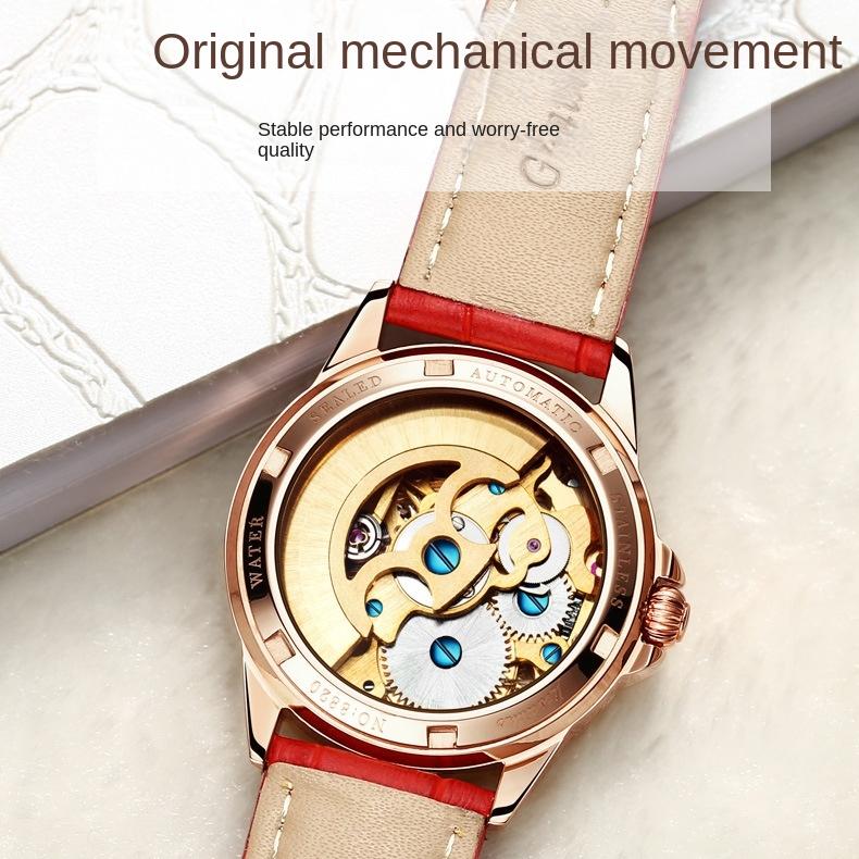 Ruch JINSHIDUN Zegarek marki JinshidUN Wodoodporny stalowy ceramiczny zegarek mechaniczny Zegarek damski Zegarek damski