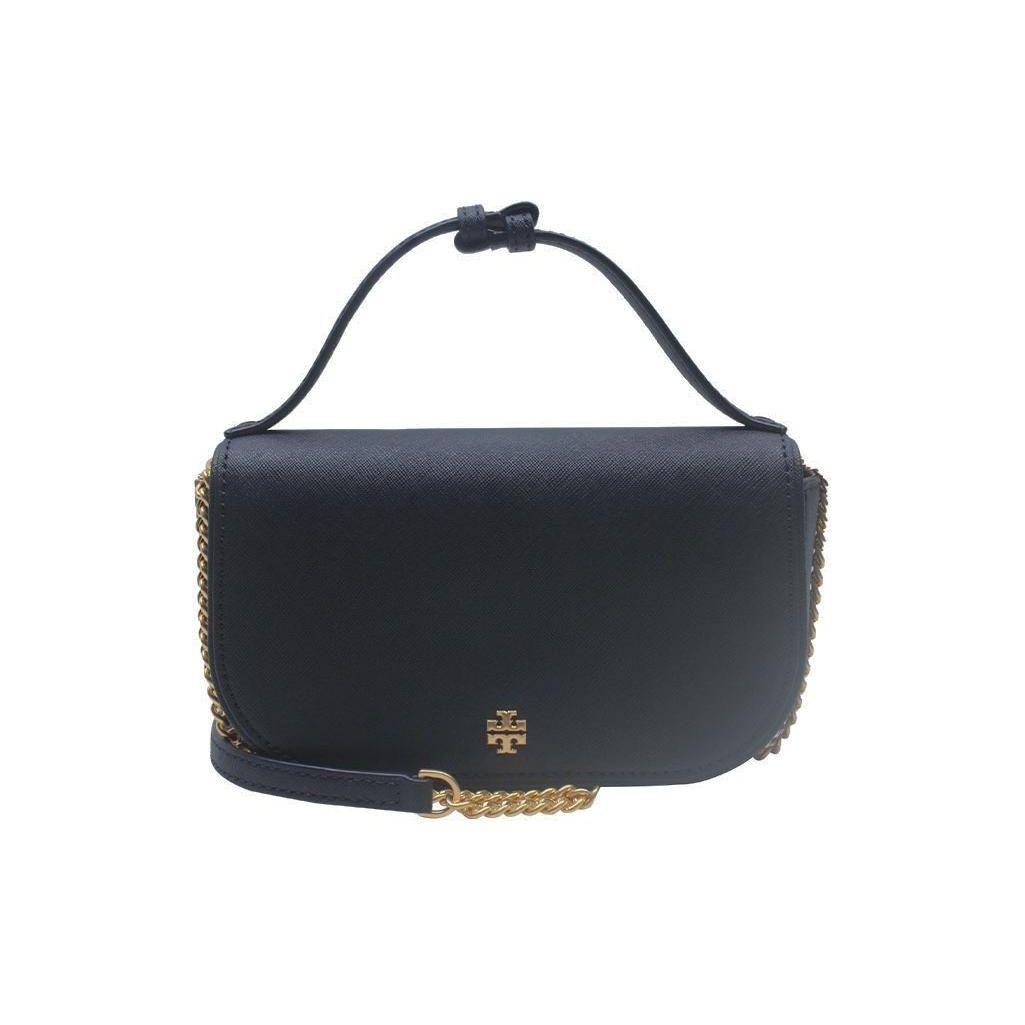 Tory Burch Gold Metal Logo Decorated Flap Closure Leather Handbag Women Handbags Navy-Blue 134841-405 Basic Set BagDust Bag 24990₽