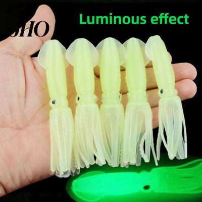 Bright Color Fishing Bait 5Pcs Squid Soft Baits Lures Realistic Looking Natural Artificial Lure Swimming Posture Luminous Effect High Visibility