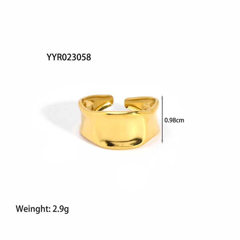18K Gold-Plated Adjustable Stainless Steel Ring for Women - Simple, Trendy Jewelry Design