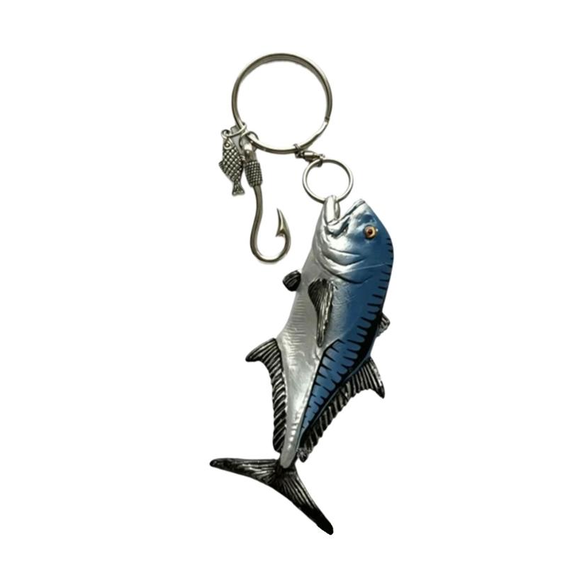 Acrylic Fish Keychain Accessory for Bag Use and Daily Carry, Metal Hook Detail, Fishing Theme Style for Display Placement