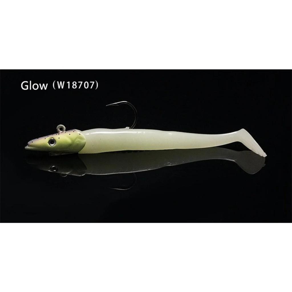 Zacht Kunstaas Glow Crazy Fish Zandworm Wobbler Lokaas met Jigkop Haak Siliconen Zeebaars Snoek Cana Rotsvissen Tandvis Vinyl Vissen 260319