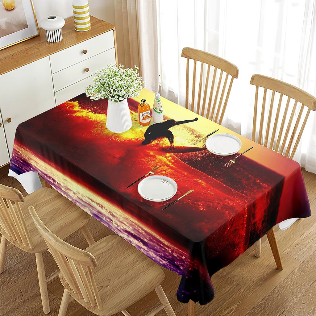 Surfing Extreme Outdoor Sport Pattern Tablecloth Rectangular Tablecloth Dining Room Banquette Kitchen Outdoor Picnic Decoration