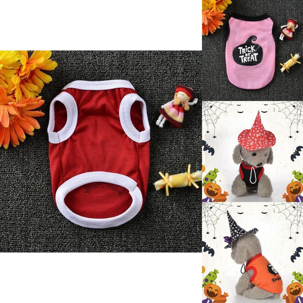 Pet Dog Halloween Skull Printed Cotton Vest Shirt Stylish Puppy Cat Clothes Apparel