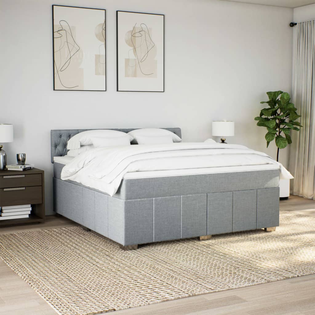 Vidaxl Letto Continentale Con Materasso, Grigio Chiaro, Tessuto, 180X200Cm