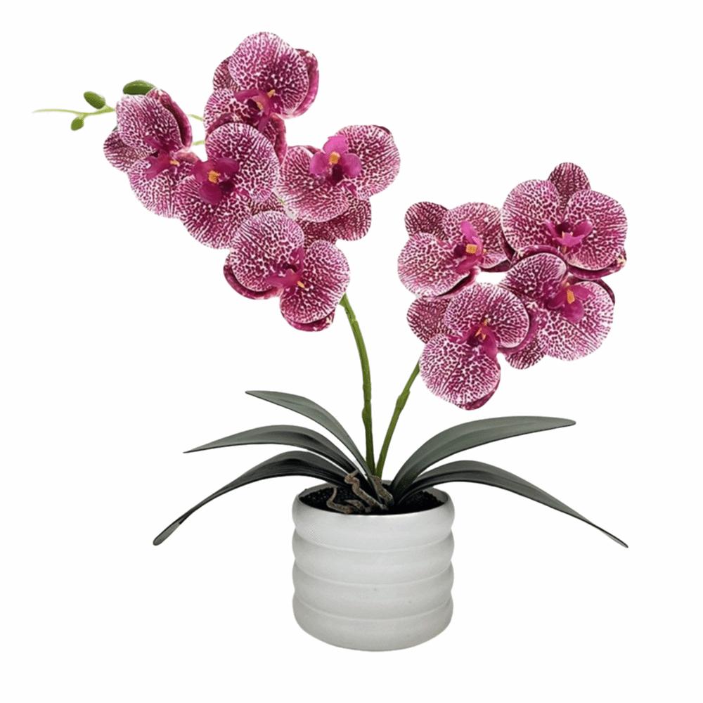White Flower Pot Artificial Orchid Bonsai Multi-Bloom Artificial Faux Plants  Home Decor