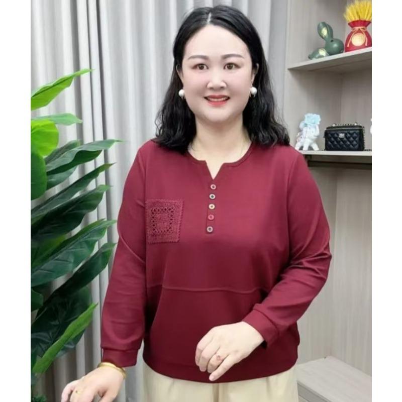 Autumn New Top Button Simple Versatile Casual Loose Slim Long-sleeved Women's Sweatshirt