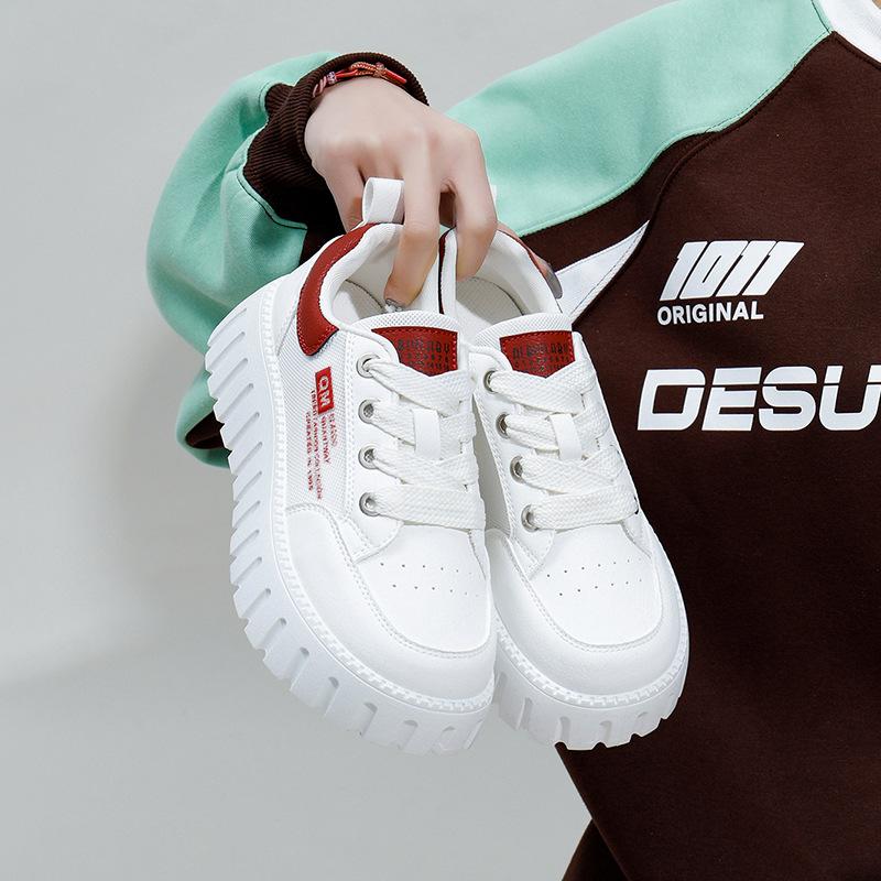 Damen-Sommer-Freizeitschuhe, rutschfest, modisch, mit Schnürung, klobige Plateau-Sneaker, atmungsaktive Mesh-Wanderschuhe, PU-Leder, Sport-Lauf-Sneaker für Damen