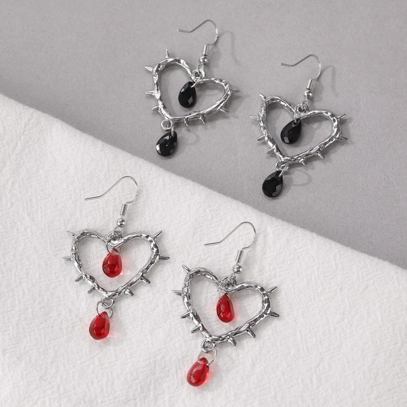 1 Pair Of Retro Gothic Style Thorn Heart Design Earrings, Heart-Shaped Earrings With Spikes, Neutral Earrings Holiday Party Gift