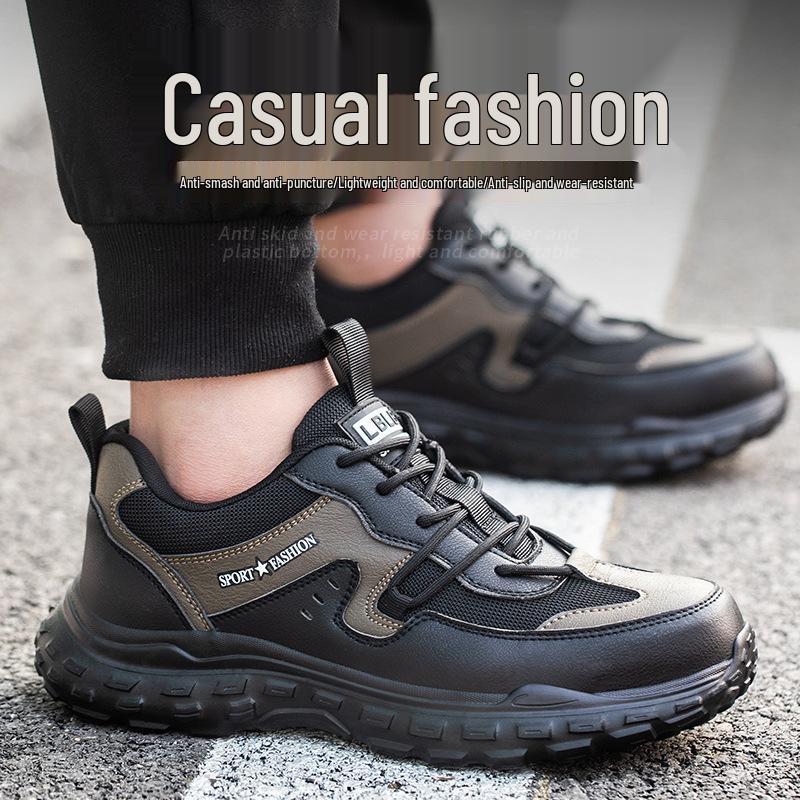 

Men s Non-Slip, Wear-Resistant Safety Shoes - Anti-Smash, Puncture-Proof, Breathable Work Shoes for Construction. Khaki 40