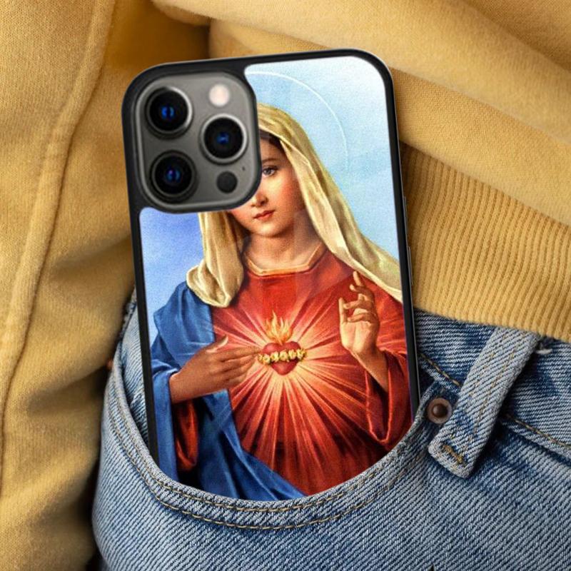 Holy Mother Virgin Mary Christian Soft Phone Case for iPhone 17 Air 16e Pro max 15 Pro 13 14 Plus 11 12 MagSafe Magnetic Coque