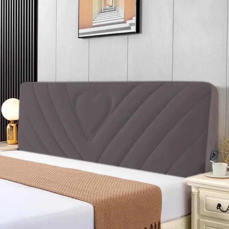All-inclusive Plush Quilted Headboard Cover Thick Velvet Bed Head Cover Bed Backrest Dustproof Soft Bedside Protector Cover