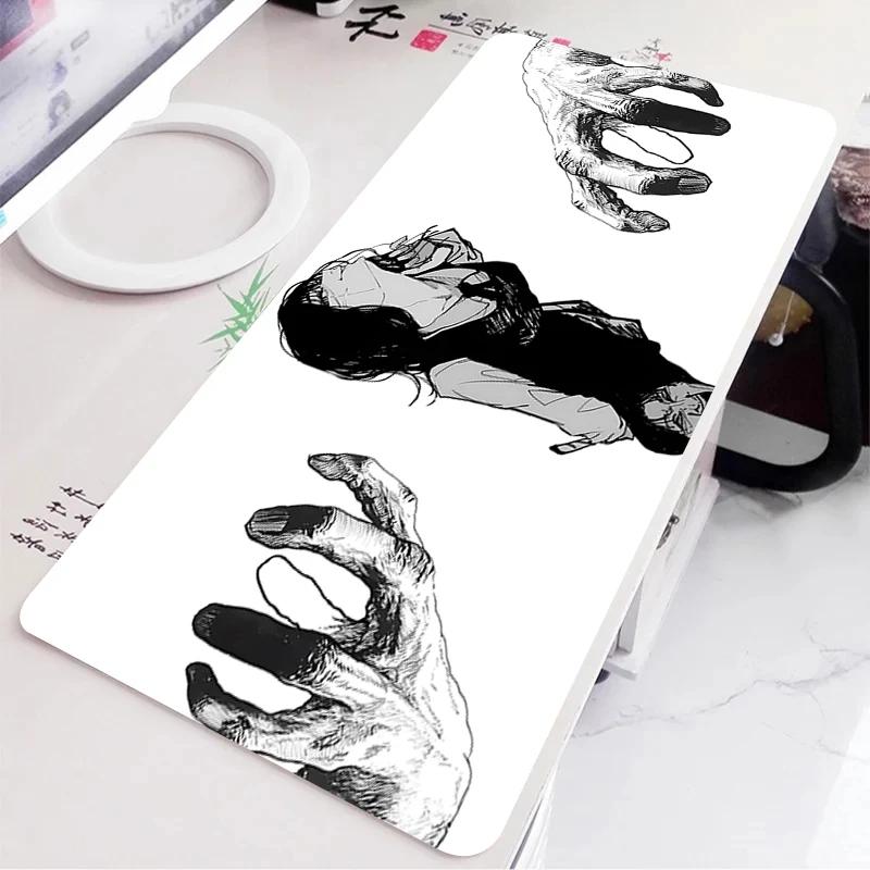 Black and White Anime Girl Table Mat Large Mouse Pad Office Keyboard Edge Locking Desk Mat Gaming Accessories Nonslip Mousepad