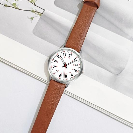 Luminous Digital Watch with Soft Faux Leather Strap 24 Hours Time Round Dial Quartz Women Fashion Wrist Watch