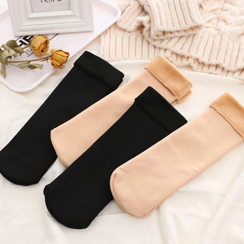Velvet Women Winter Warm Thicken Thermal Socks Soft Casual Solid Color Sock Wool Cashmere Home Snow Boots Floor Socks