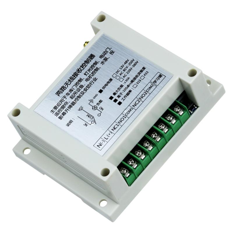 433MHz/315MHz High Power AC220V-380V RF Remote Control Switch 2CH Receiver Industrial Transmitter for Pump LED Light