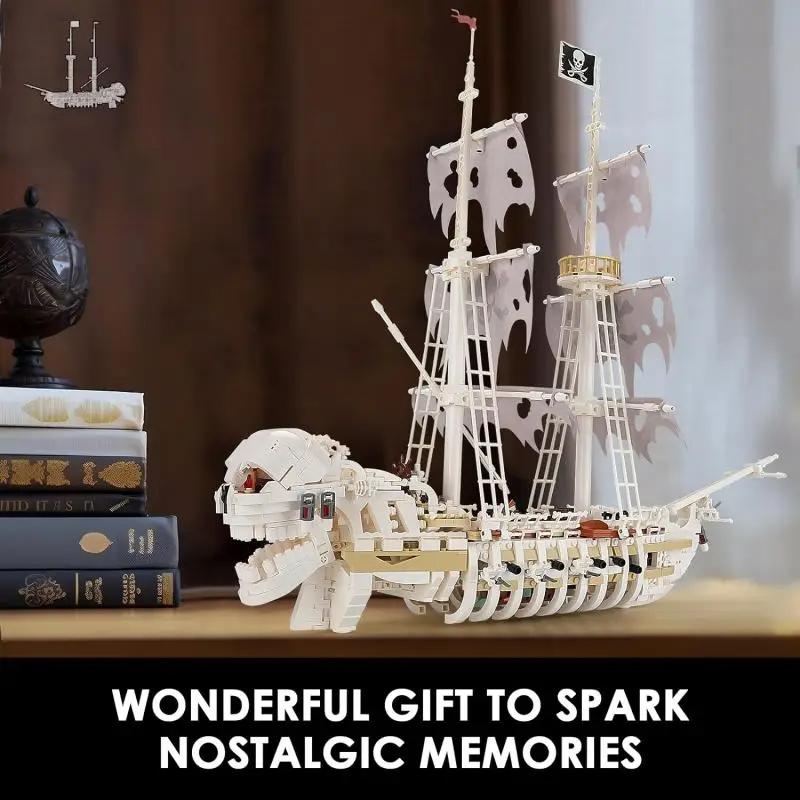1592PCS Skeleton Ghost Ship Building Blocks Storm Pirate Ship Model Bricks Desktop Decoration Ornaments Kids DIY Toys Idea Gifts