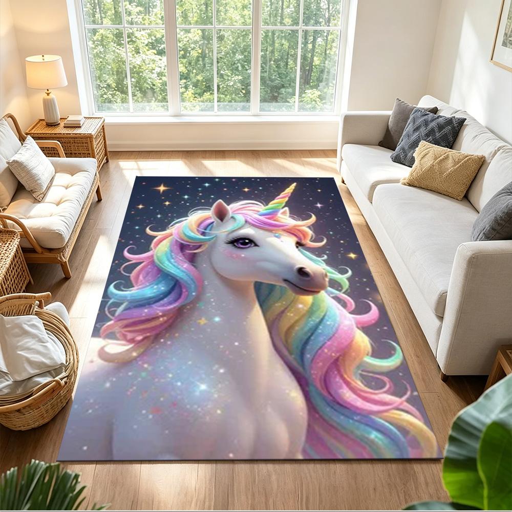 Magical Unicorn Dreamscape Non-Slip Home Carpet Design for Office Decor Living Room Bedroom Gift