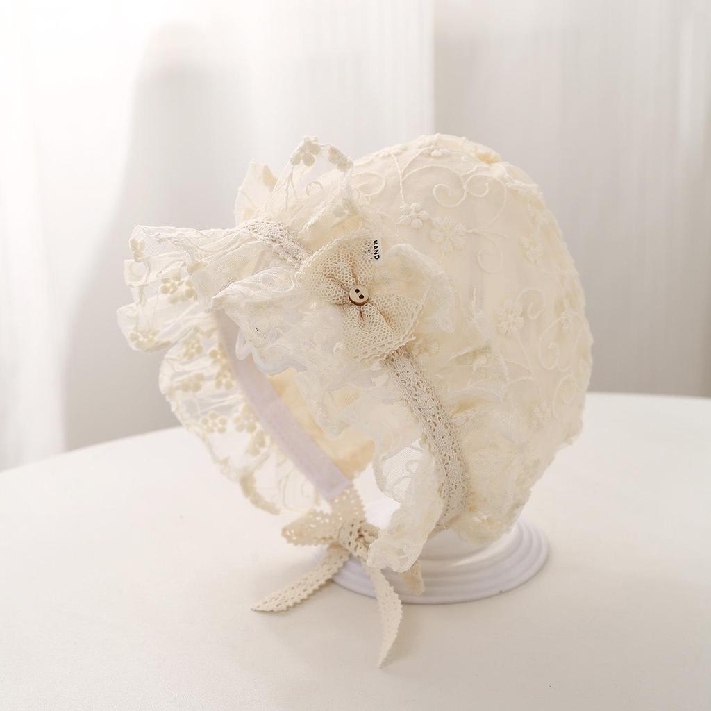 2026 Baby Girl Lace Bowknot Sun Hat - Spring & Summer Flower Trim Princess Hat for Infants