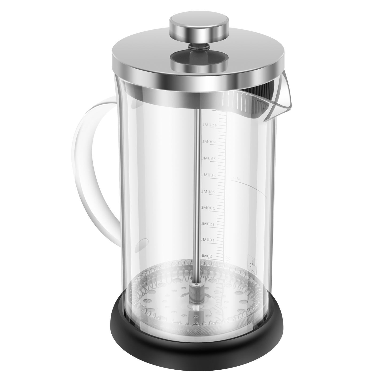 

600ml French Press Heat Resistant Glass French Press Coffee Maker with Stainless Steel Bottle Stopper and Filter for Home Office
