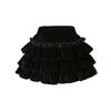 Girls' Black Velvet Layered Puffy Skort - Princess Style, Anti-Exposure, Spring/Autumn Korean Edition