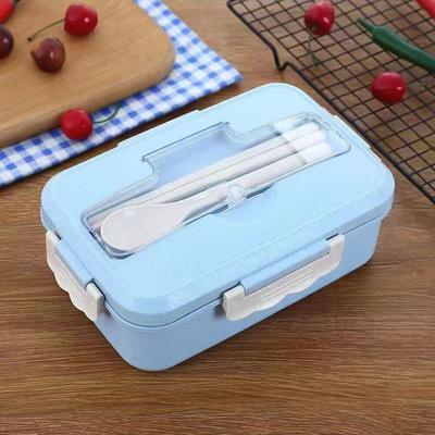 Magnetron Lunchbox met Lepel Eetstokjes Servies Voedselopbergcontainer Kinderen School Kantoor Bento Box