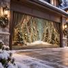 Seasonal Celebration Props Christmas Garage Door Cover, Winter Reindeer Barn/Santa Shop/Nativity Scene Holiday Party Backdrop Banner, Large