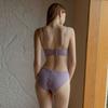 French Sexy Ultra‑Thin Lace Lingerie Set,Tie‑Up Minimizer Anti‑Sagging Bra Set for Large Bust Women